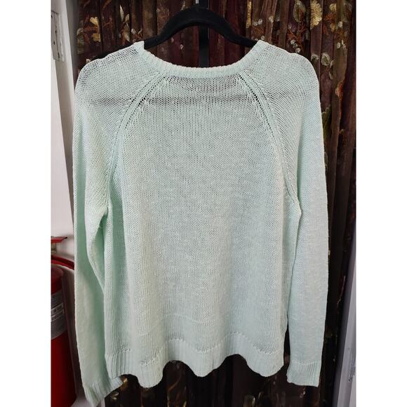 Eileen Fisher Cotton Linen Blend Mint Green Lightweight Sweater Medium - Picture 5 of 10